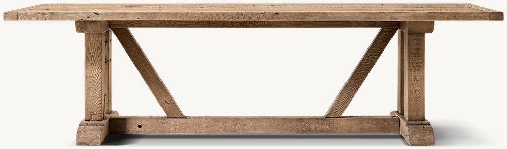 Detail view of 14th C.. Monastery Rectangular Dining Table showing oak rectangular dining table design