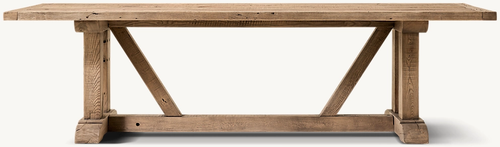Detail view of 14th C.. Monastery Rectangular Dining Table showing oak rectangular dining table design