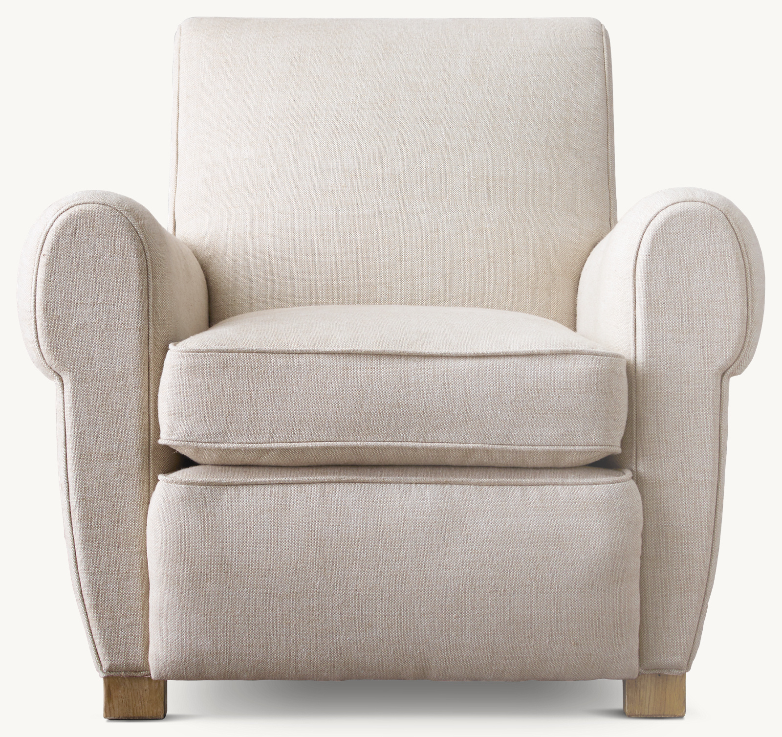 Detail view of 1920s Parisian Club Chair showing fabric furniture design