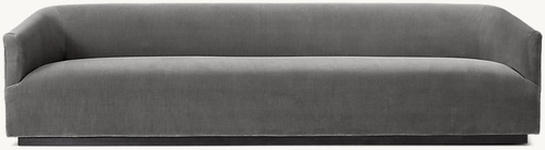 Detail view of 1950s Italian Shelter Arm Sofa showing oak sofa design