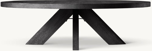 Detail view of 1960s French X-Base Round Coffee Table showing oak coffee table design