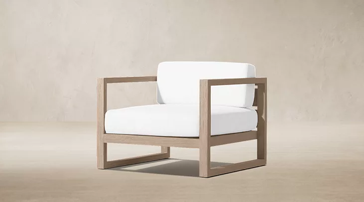 Detail view of Aegean Teak Lounge Chair showing teak lounge chair design