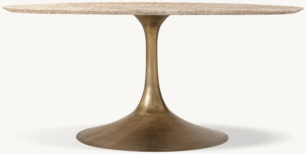 Detail view of Aero Marble Round Dining Table showing marble round dining table design