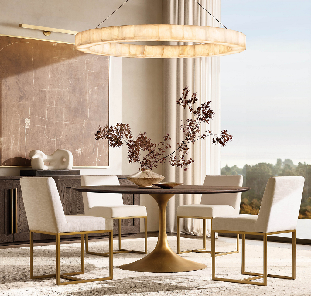 Aero Wood Round Dining Table Oak for dining room
