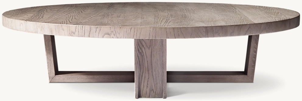 Detail view of Antoccino Round Coffee Table showing oak coffee table design