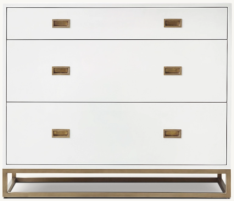 Detail view of Avalon Dresser With Metal Base showing oak dresser design