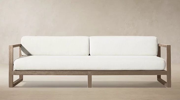 Detail view of Aegean Teak Sofa showing teak sofa design