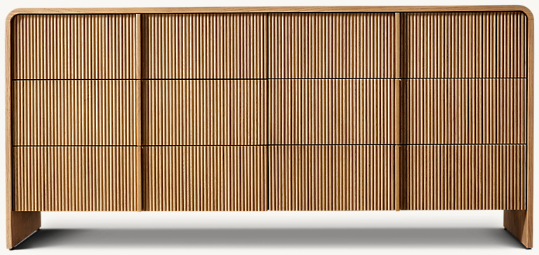 Detail view of Alora 6-Drawer Dresser showing oak dresser design