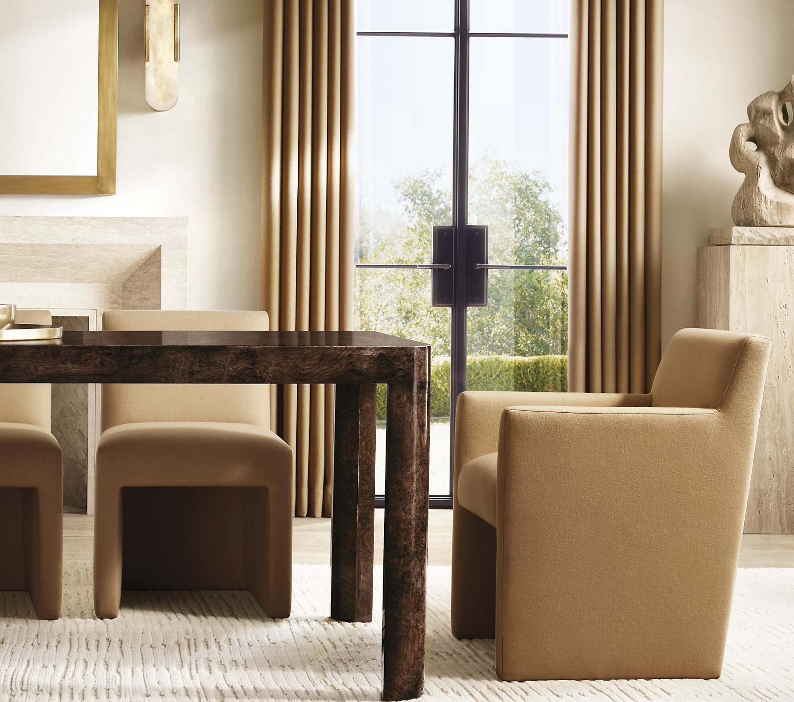 Arrondi Track Arm Fabric Dining Armchair for dining room