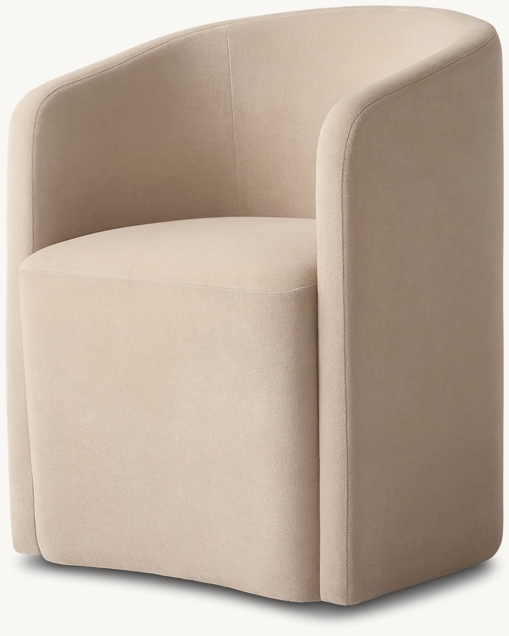 Detail view of Aurelie Barrelback Fabric Dining Armchair showing fabric dining armchair design
