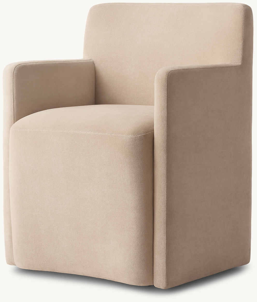 Detail view of Aurelie Track Leather Dining Armchair showing leather dining armchair design