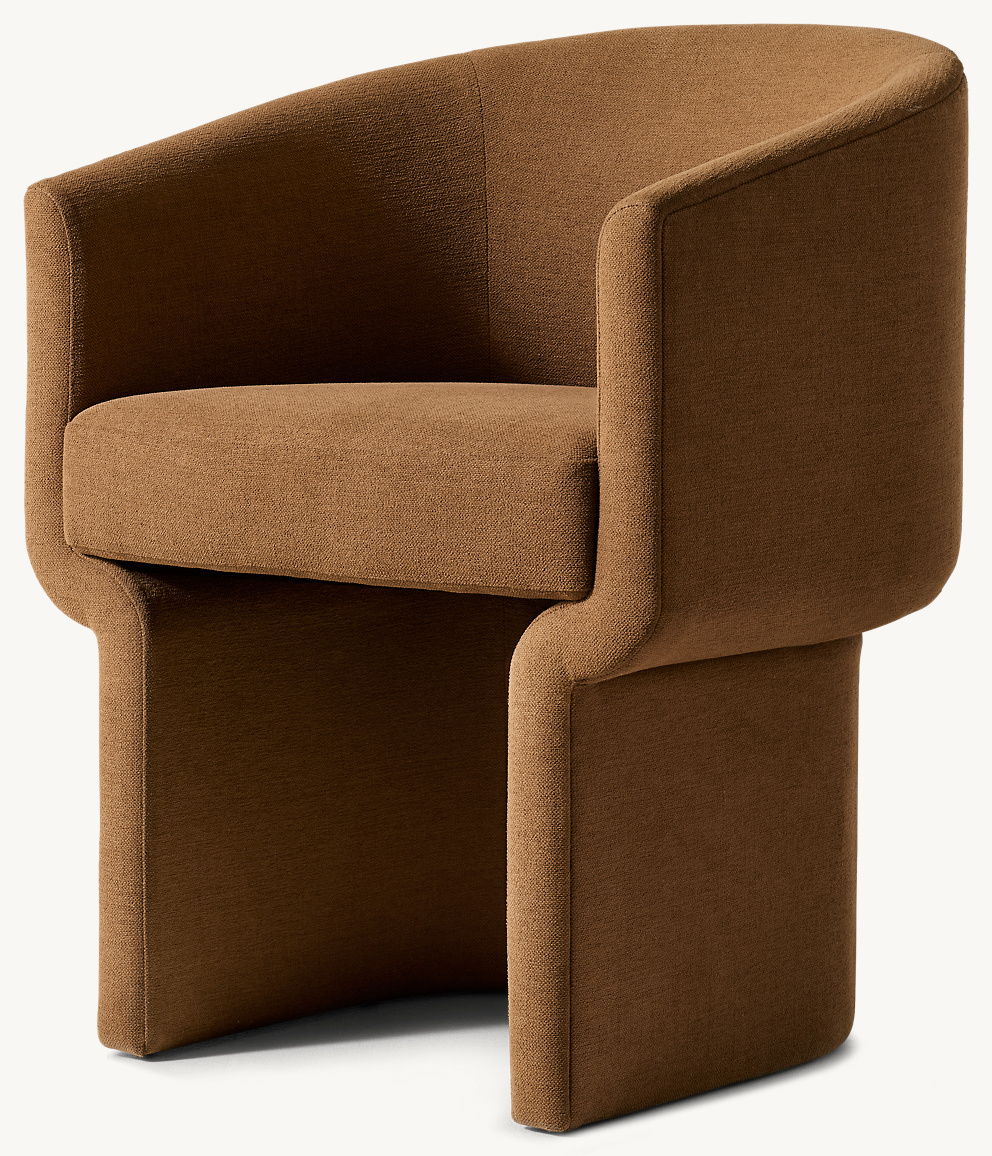 Detail view of Ava Fabric Dining Armchair showing fabric dining armchair design