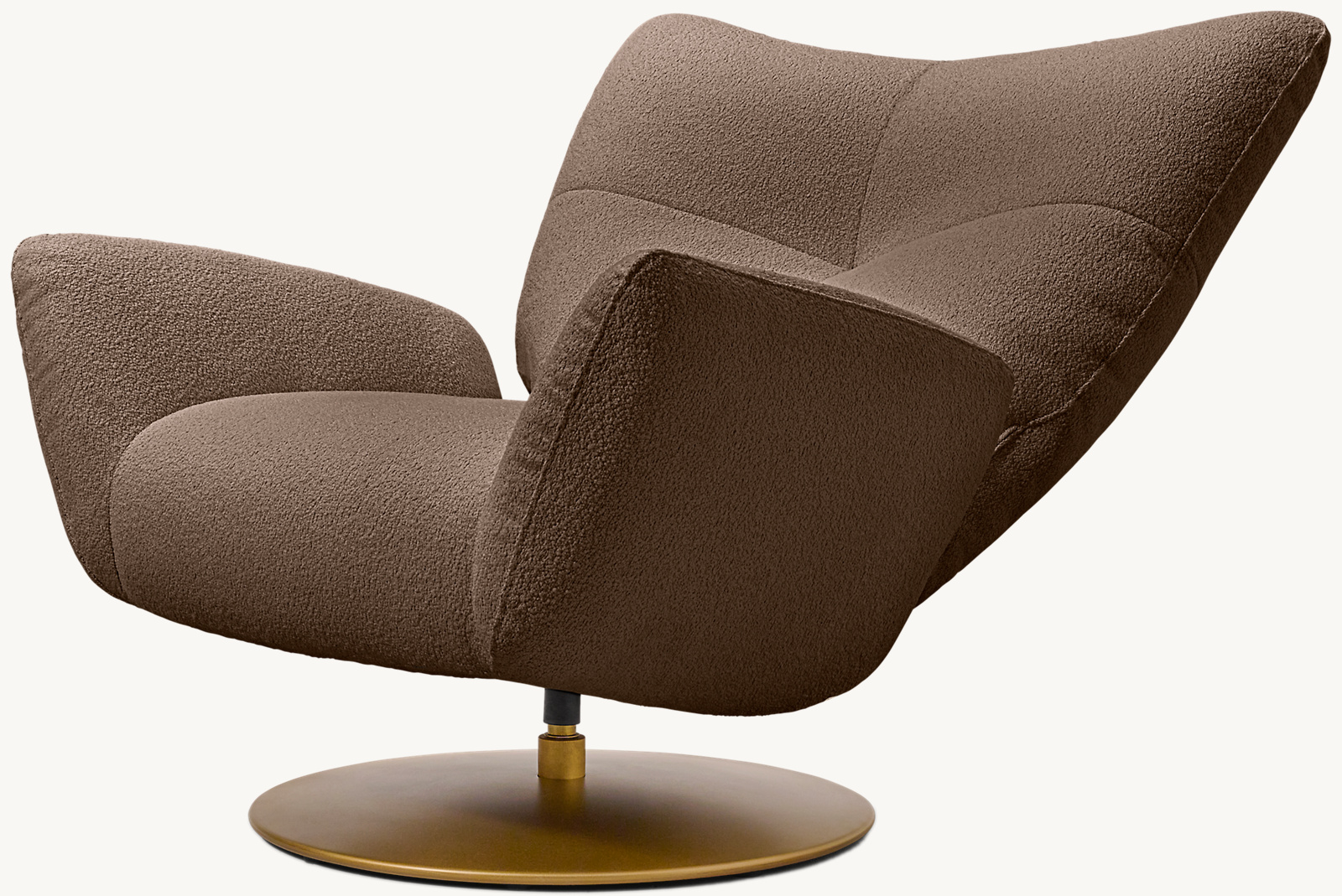 Detail view of Baxter Swivel Recliner showing fabric armchair design