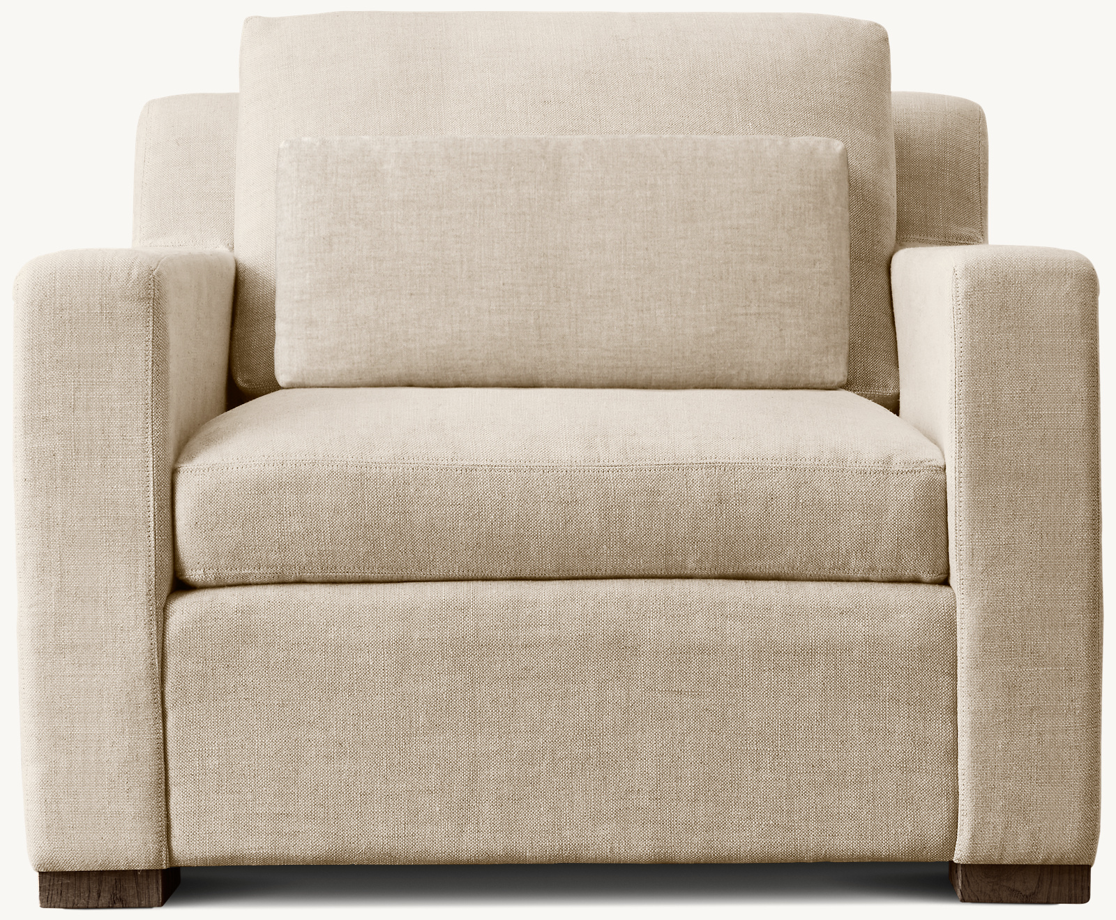 Detail view of Belgian Track Arm Chair showing oak armchair design