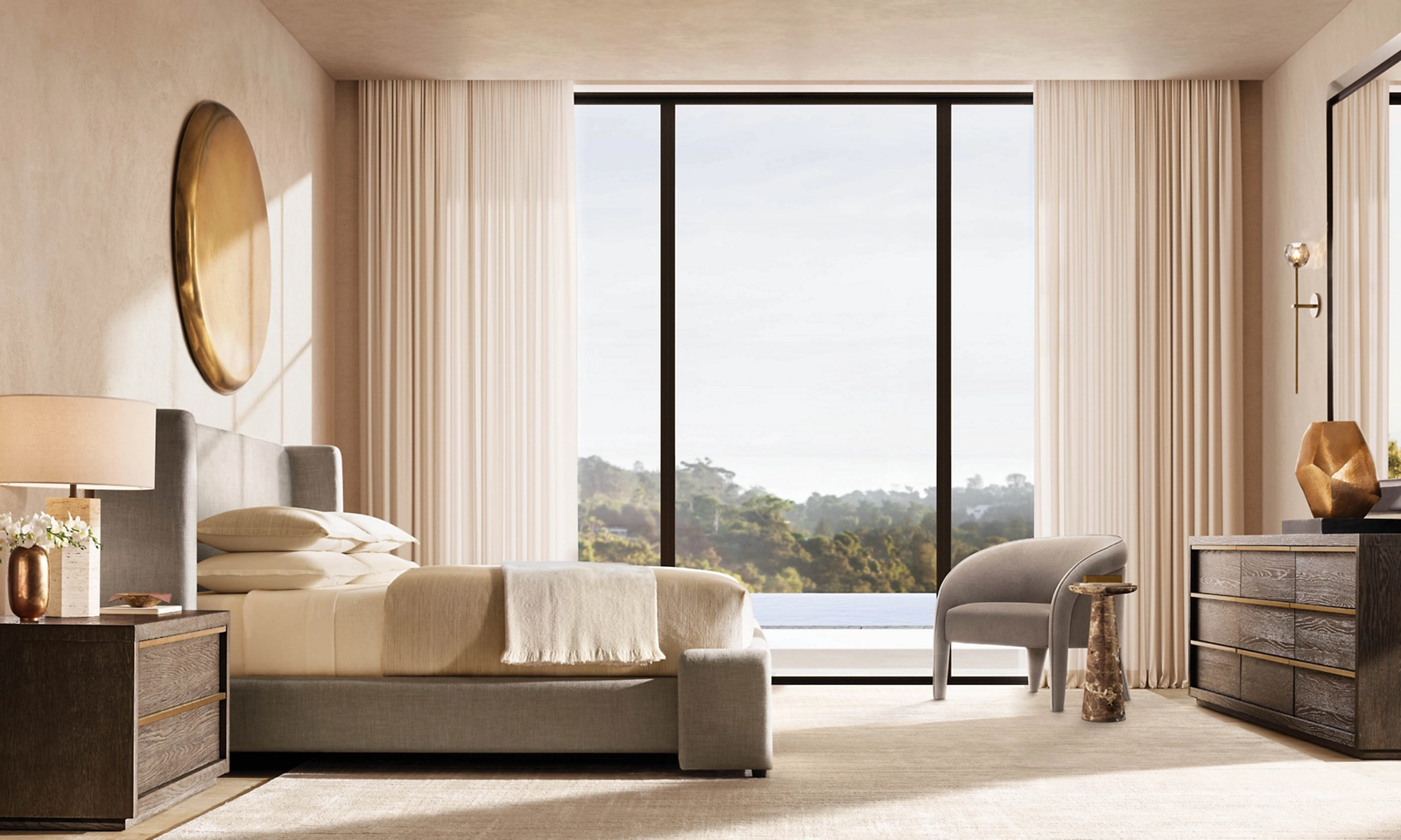 Bezier Closed Nightstand Aluminum for bedroom