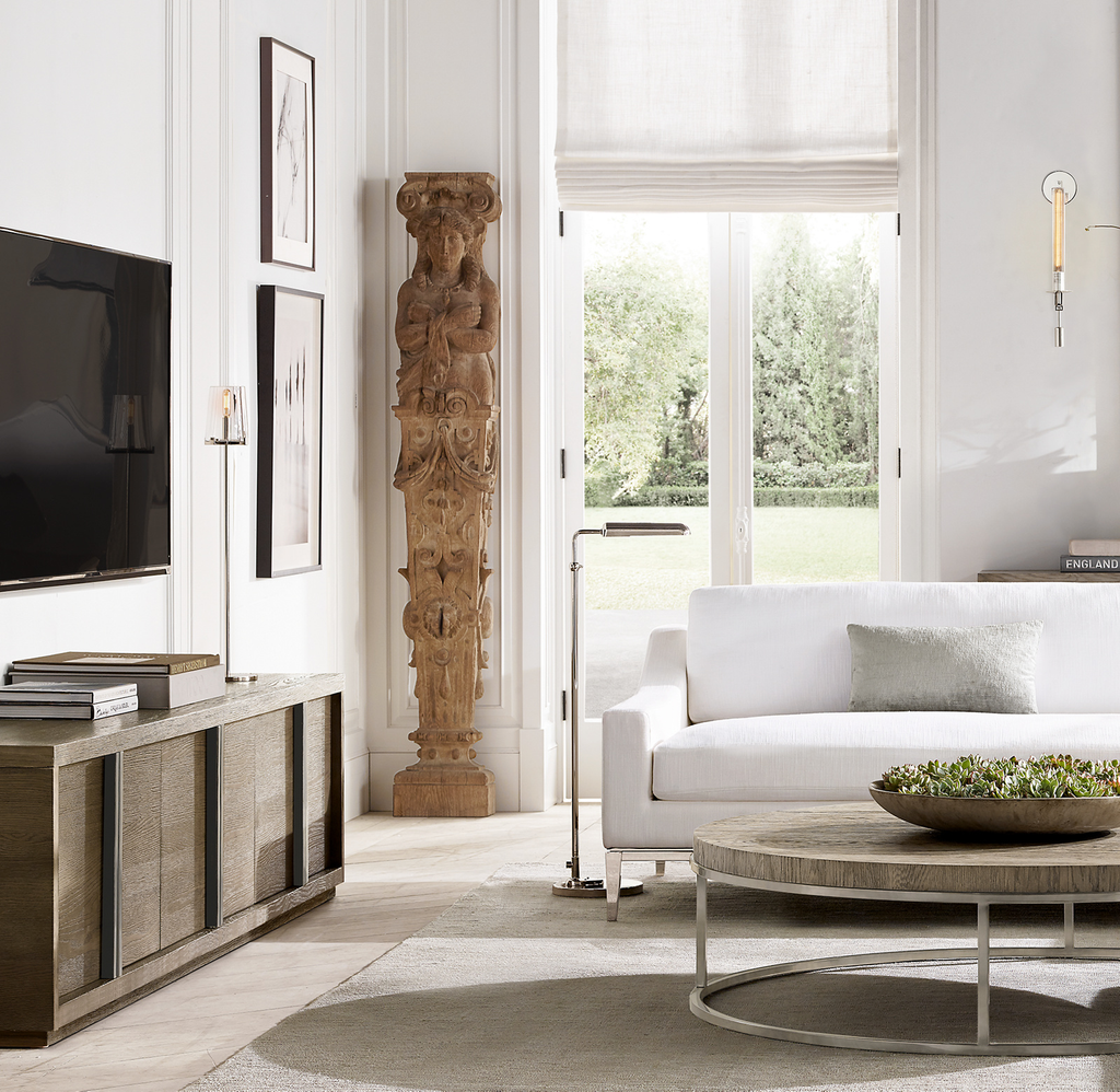 Bezier Panel 6-Door Media Console Aluminum for living room