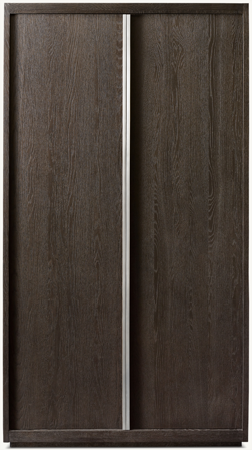 Detail view of Bezier Panel Double-Door Cabinet showing oak cabinet design