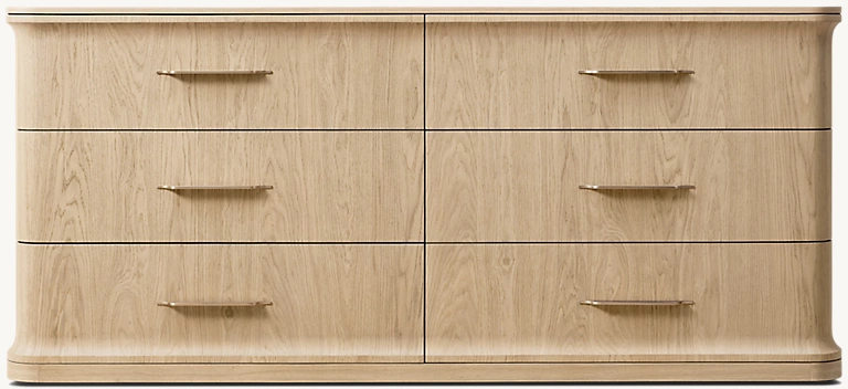 Detail view of Baron 6-Drawer Dresser showing aluminum dresser design