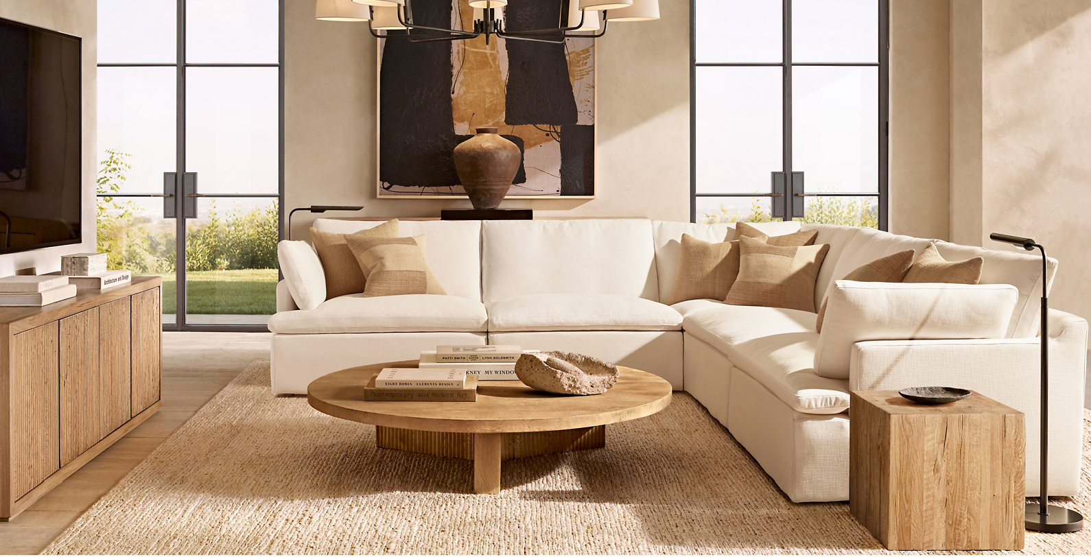 Baron 6-Door Media Console Aluminum for living room
