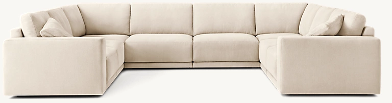 Detail view of Bella Modular Customizable Sectional showing fabric sectional design