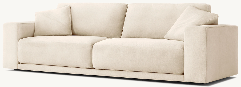 Detail view of Bella Sofa showing fabric sofa design
