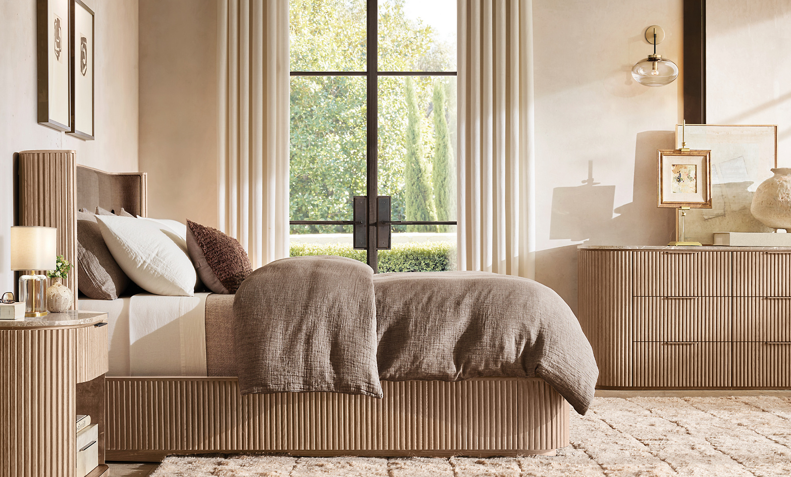 Byron Fabric Shelter Bed Oak for bedroom