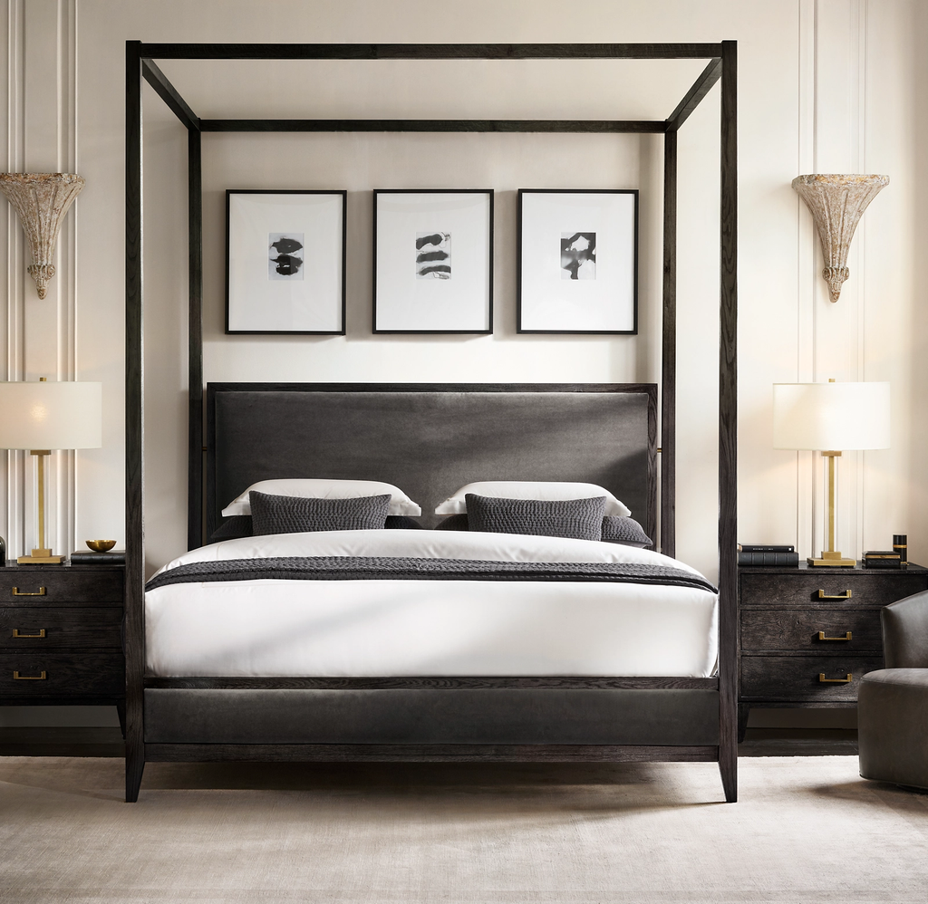 Cayden Campaign Canopy Bed Oak for bedroom