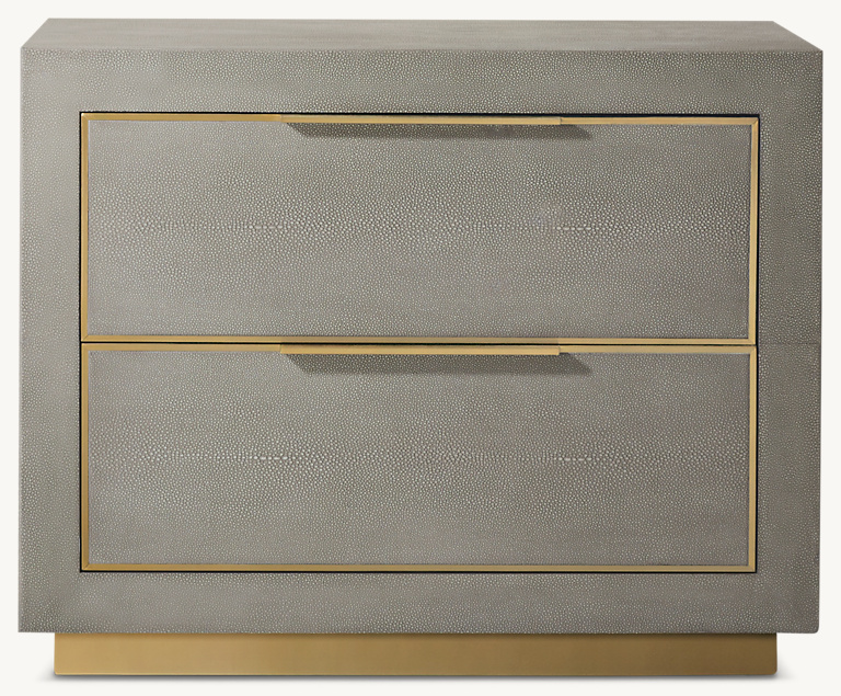 Detail view of Cela Shagreen Closed Nightstand showing shagreen nightstand design