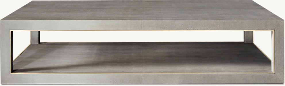 Detail view of Cela Shagreen Coffee Table showing shagreen coffee table design