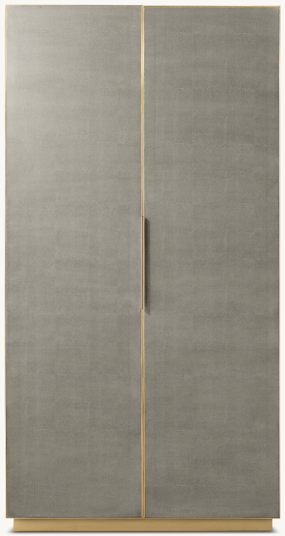 Detail view of Cela Shagreen Panel Double-Door Cabinet showing shagreen cabinet design