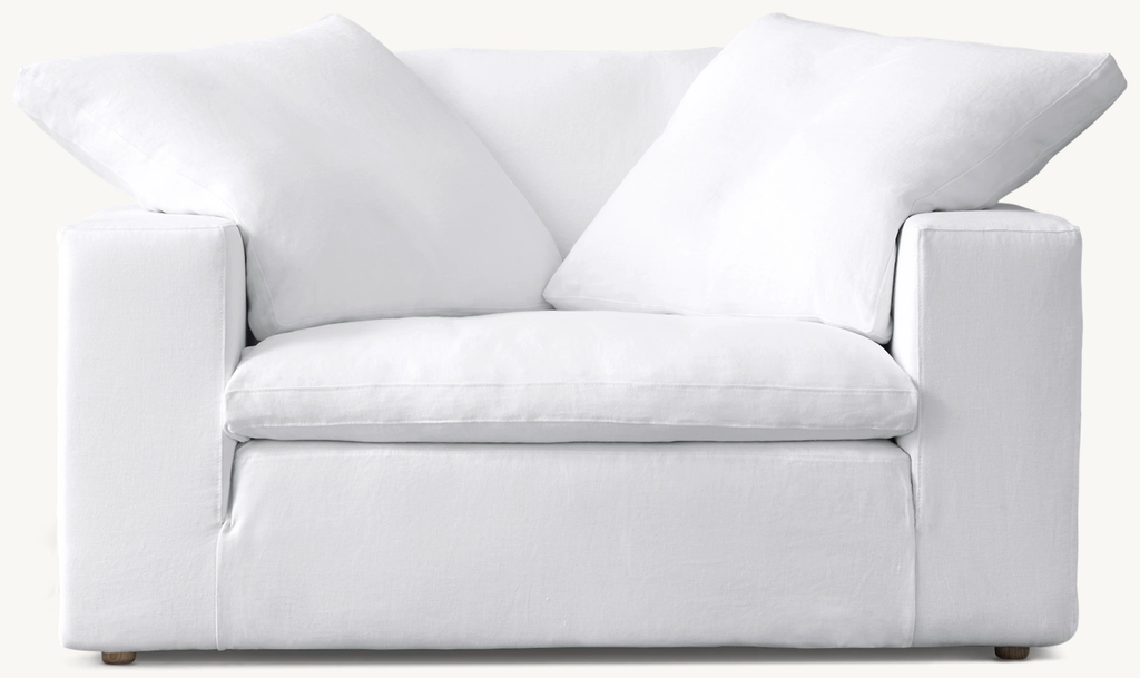 Detail view of Cloud Chair showing fabric armchair design