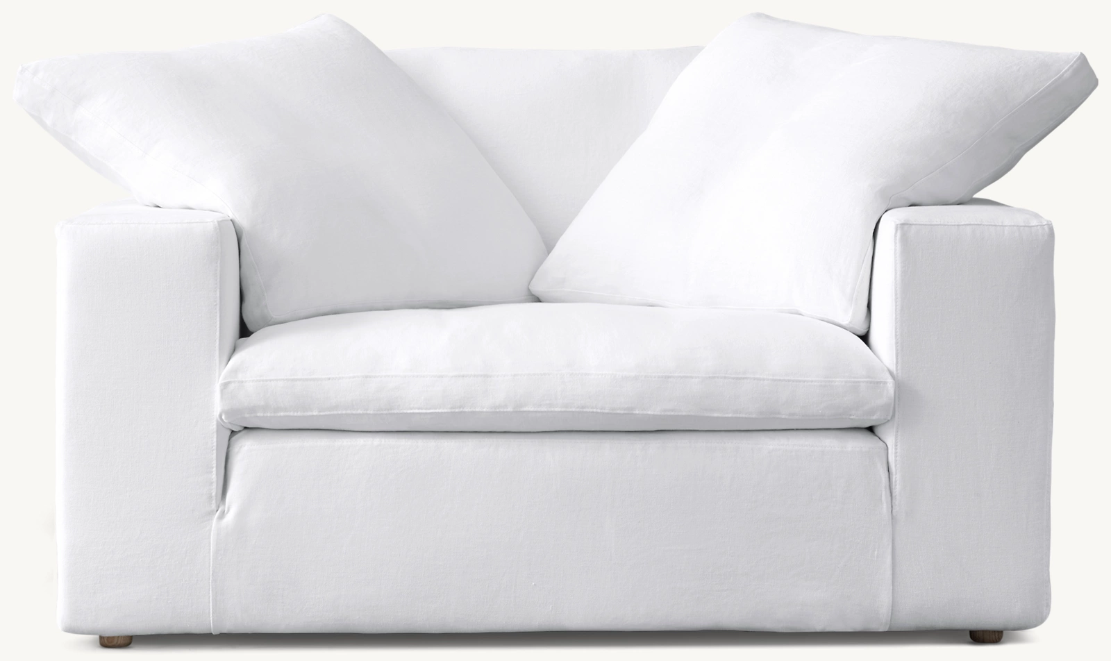 Detail view of Cloud Chair showing fabric armchair design