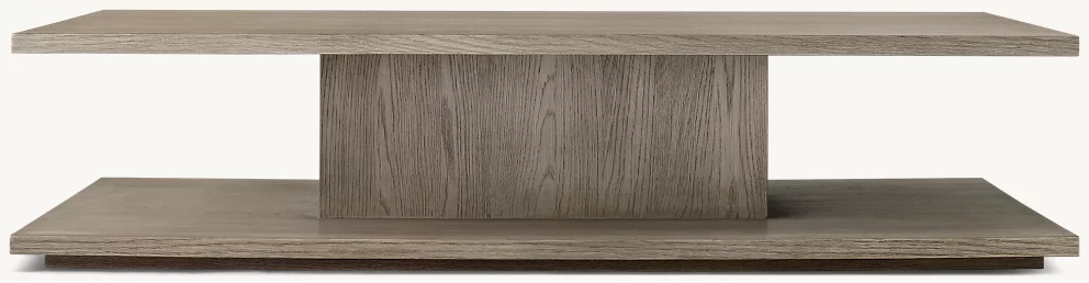Detail view of Cloud Modular Floating Coffee Table showing oak coffee table design