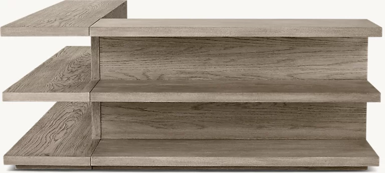 Detail view of Cloud Modular Right-Corner Console showing oak console design