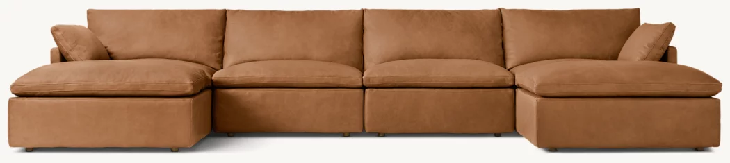 Detail view of Cloud Modular U-Chaise Sectional showing fabric sectional design