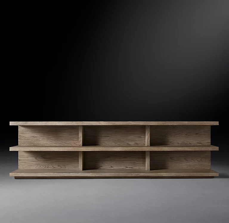 Detail view of Cloud Modular Wide Console showing oak console design