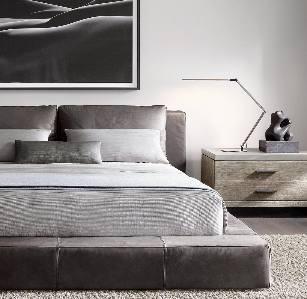 Cloud Slipcovered Platform Bed Wood for bedroom