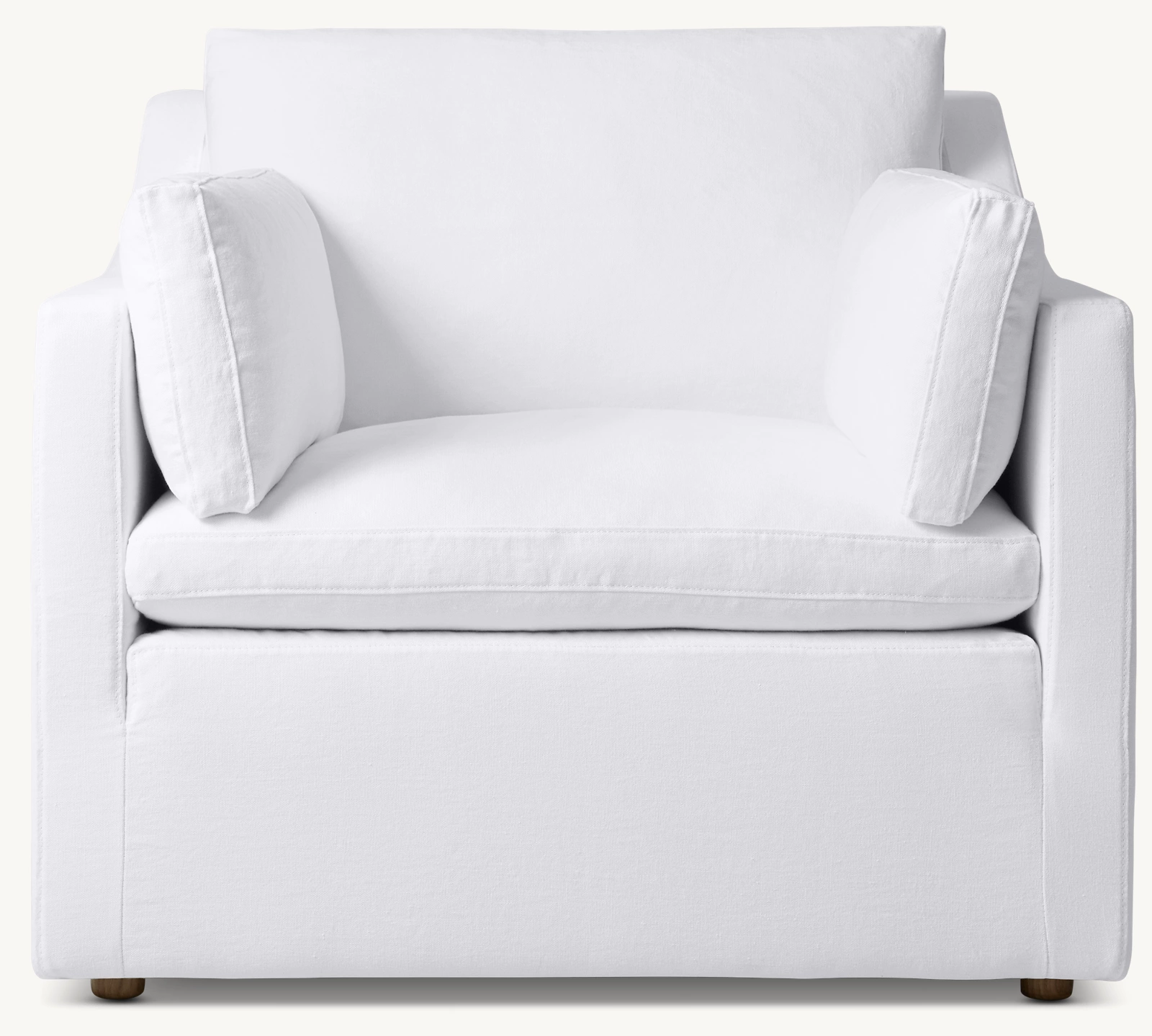 Detail view of Cloud Slope Arm Chair showing fabric armchair design