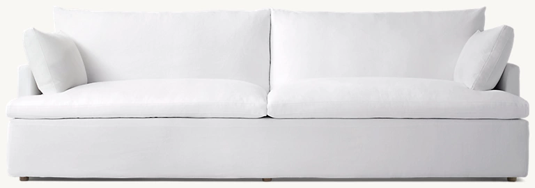Detail view of Cloud Track Arm Sofa showing fabric sofa design
