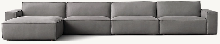 Detail view of Como Modular Sofa Chaise Sectional showing oak sectional design