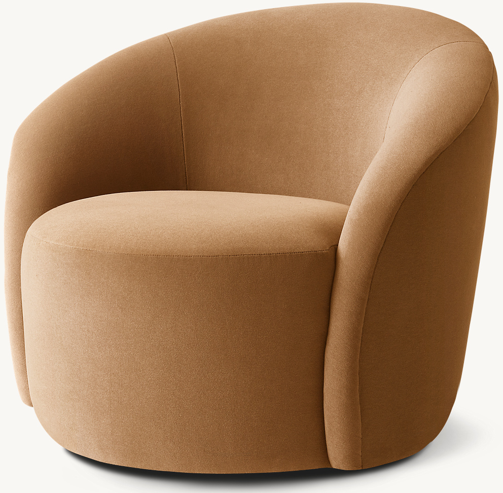 Detail view of Copenhagen Swivel Chair showing fabric armchair design