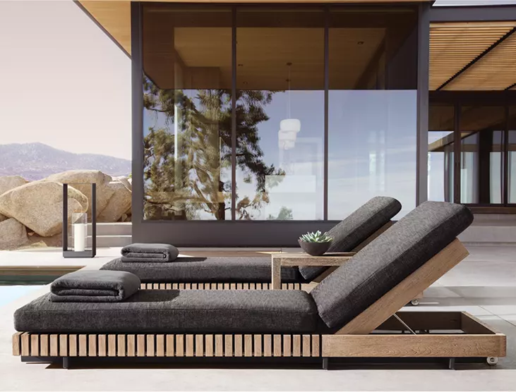 Caicos Teak Chaise lounge chair for outdoor patio