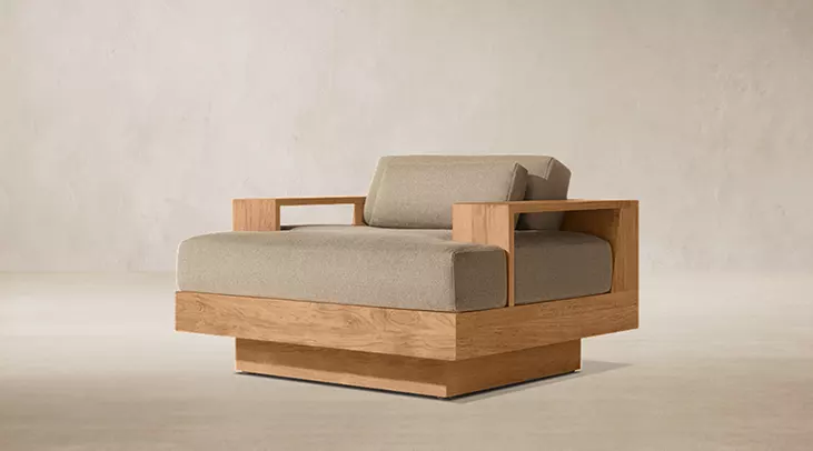 Detail view of Cape Town Teak Lounge Chair showing teak lounge chair design
