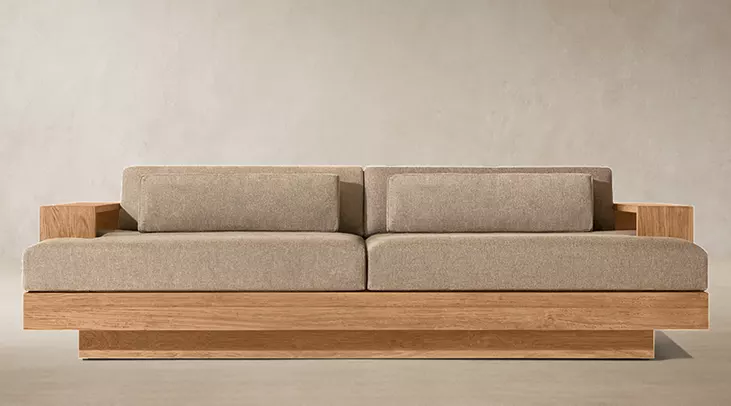 Detail view of Cape Town Teak Sofa showing teak sofa design
