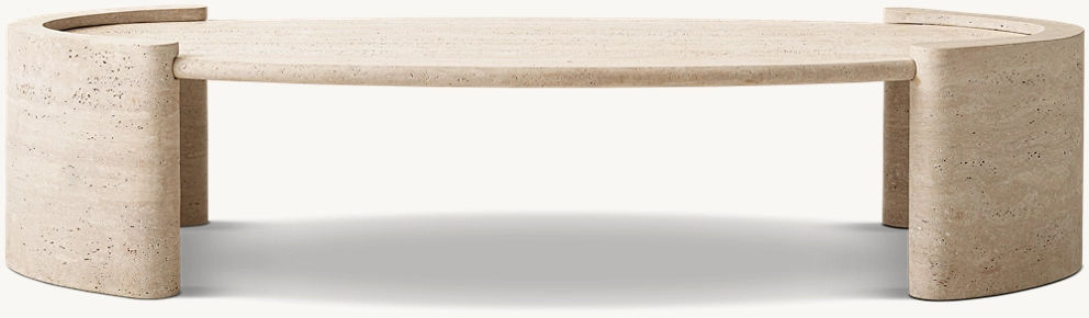 Detail view of Cardin Oval Coffee Table showing marble coffee table design