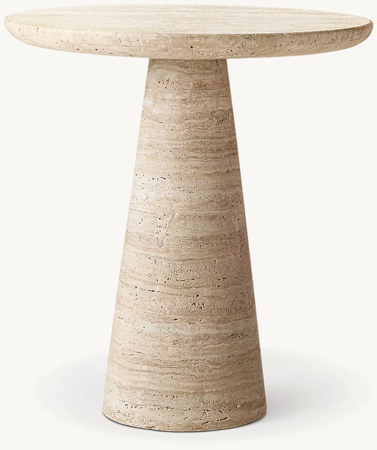 Detail view of Cellini Round Side Table showing marble side table design