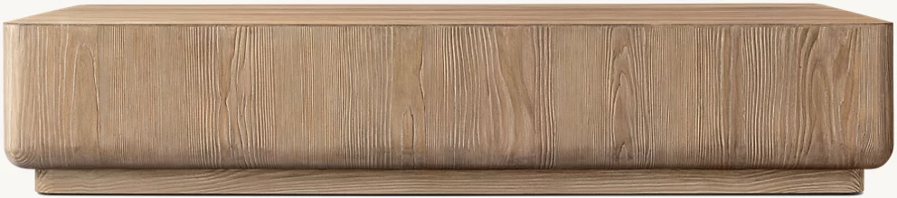 Detail view of Ciro Plinth Coffee Table showing wood coffee table design