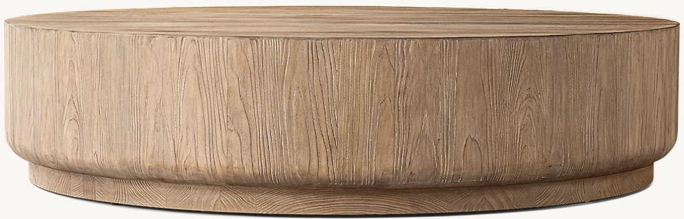Detail view of Ciro Plinth Round Coffee Table showing wood coffee table design