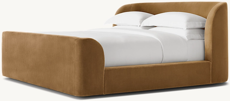Detail view of Copenhagen Fabric Shelter Bed With Footboard showing fabric bed design