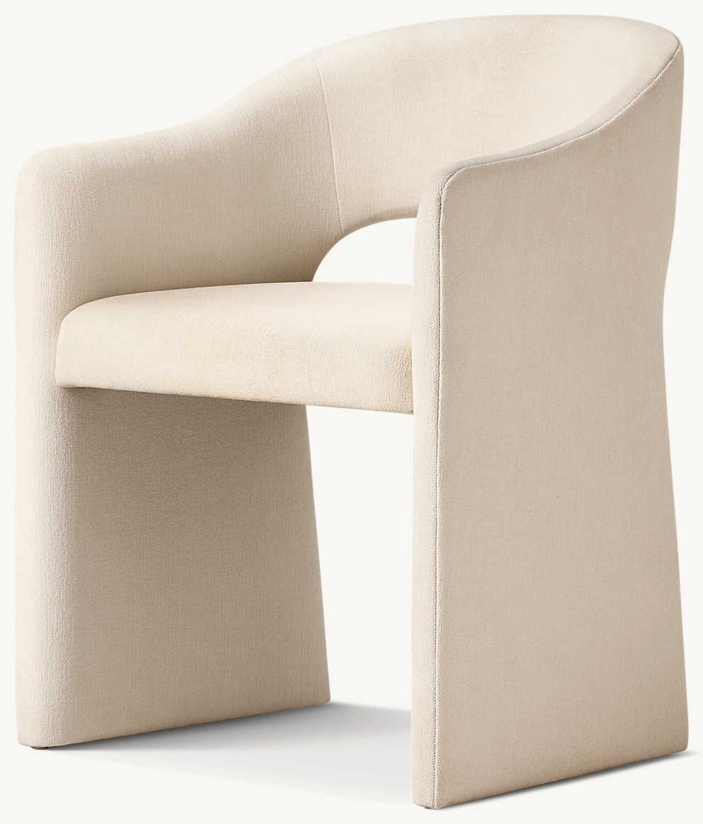Detail view of Corta Fabric Dining Armchair showing fabric dining armchair design